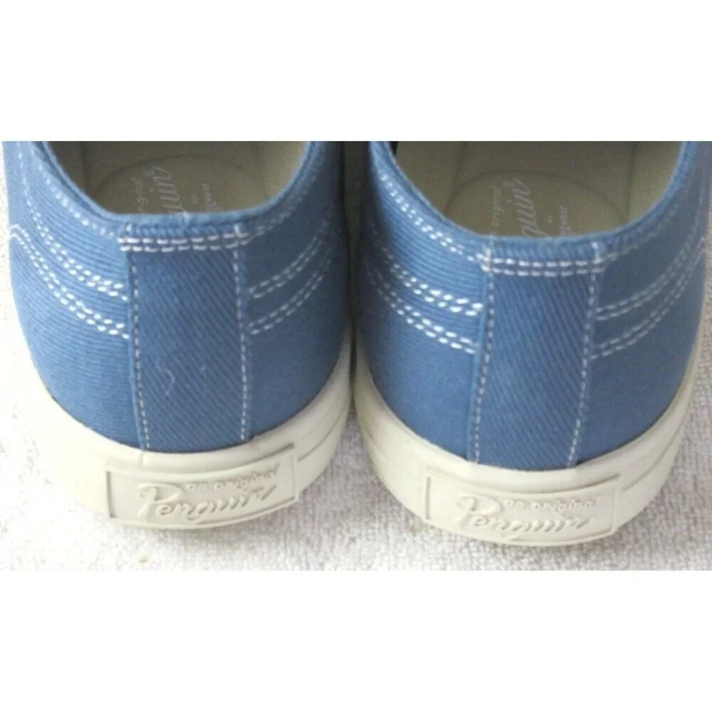 Original Penguin Men's Sam Stripe Classic Lace Up Light Blue Canvas Shoes NIB